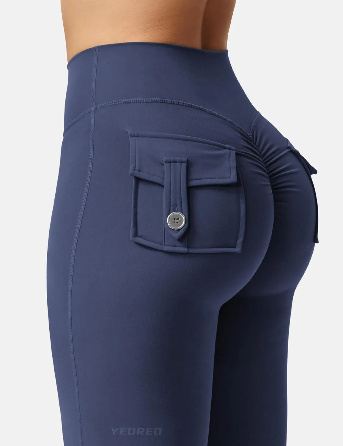 YEOREO CoreFlex Flare Leggings with Pockets for Women Scrunch Workout Leggings Butt Lifting Gym Yoga Pants