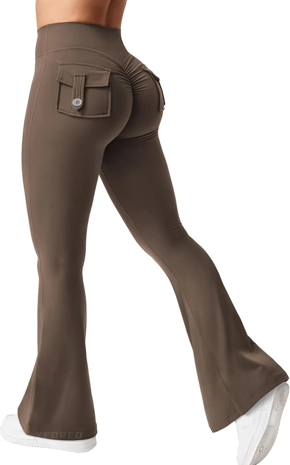 YEOREO CoreFlex Flare Leggings with Pockets for Women Scrunch Workout Leggings Butt Lifting Gym Yoga Pants