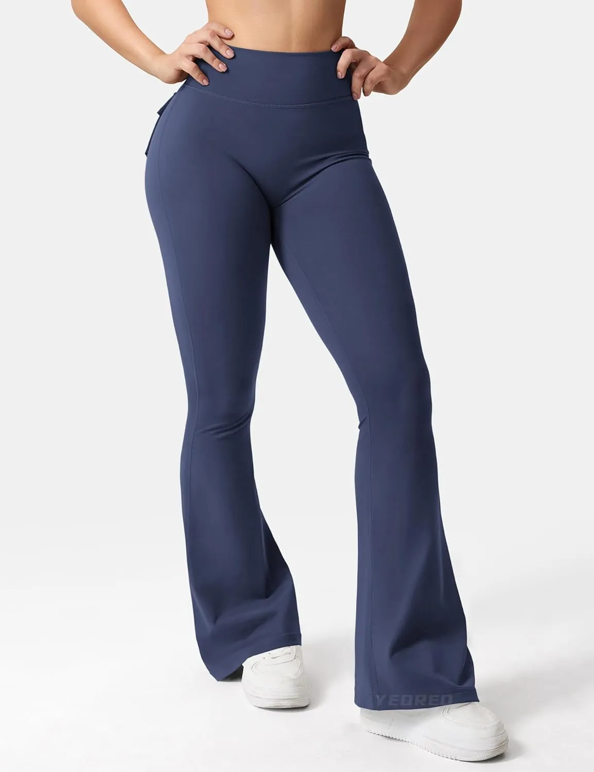 YEOREO CoreFlex Flare Leggings with Pockets for Women Scrunch Workout Leggings Butt Lifting Gym Yoga Pants