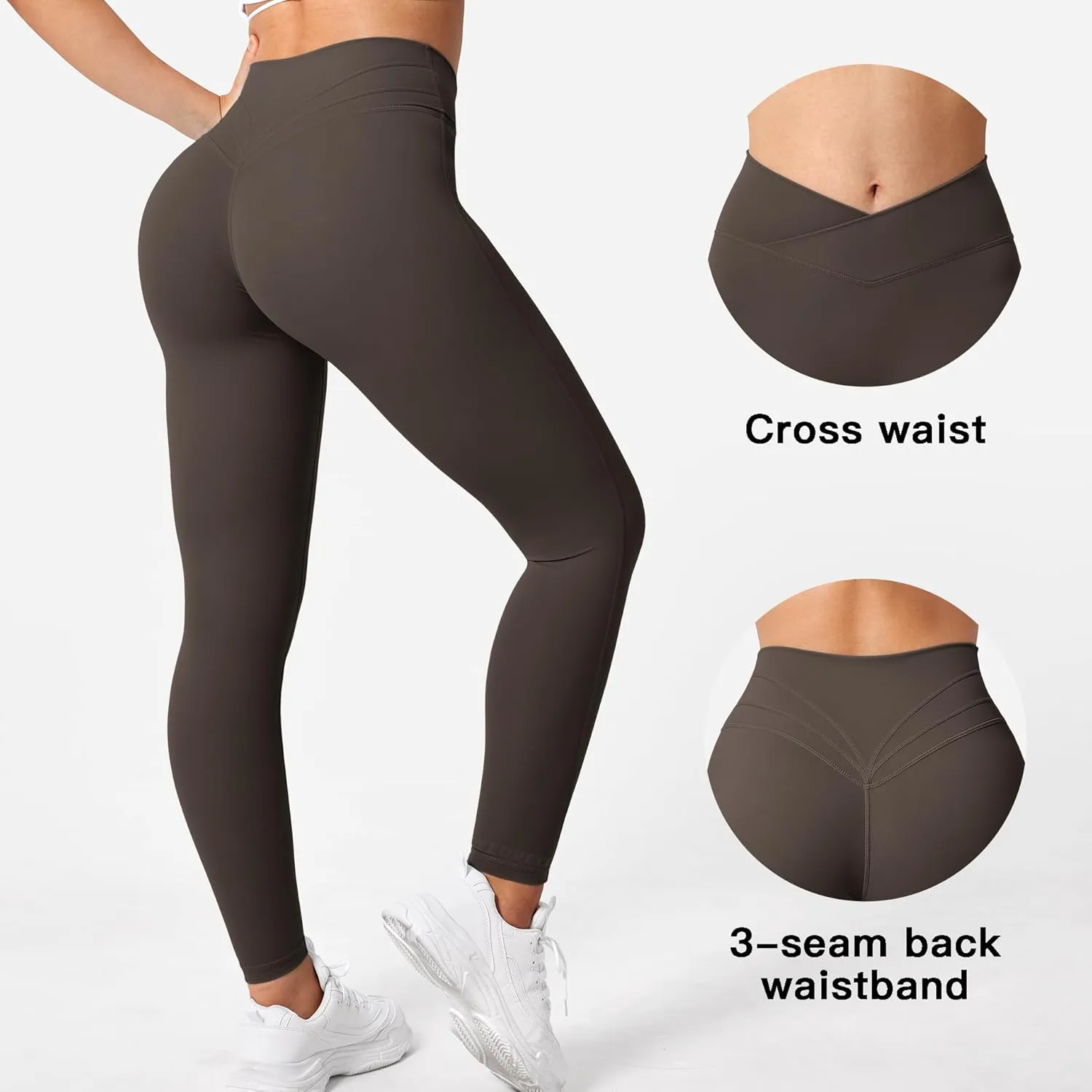 YEOREO Workout Leggings for Women Tummy Control Butt Lifting Leggings High Waisted Cross Waist Gym Yoga Compression Pants