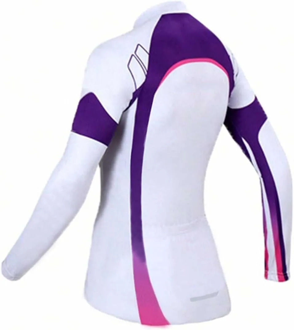 YIBIMOTTO Women's Cycling Jersey Long Sleeve Quick Dry Mountain Bike Shirts Running Bicycle Clothes Full Zipper Back Pockets