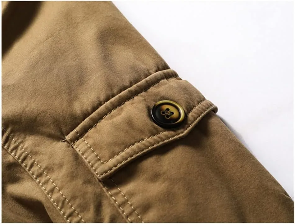 YIOLEAMP Winter Men Thicken Warm Cotton-Padded Fleece Jackets Windbreaker Fur Hooded Outwear Parka Coats