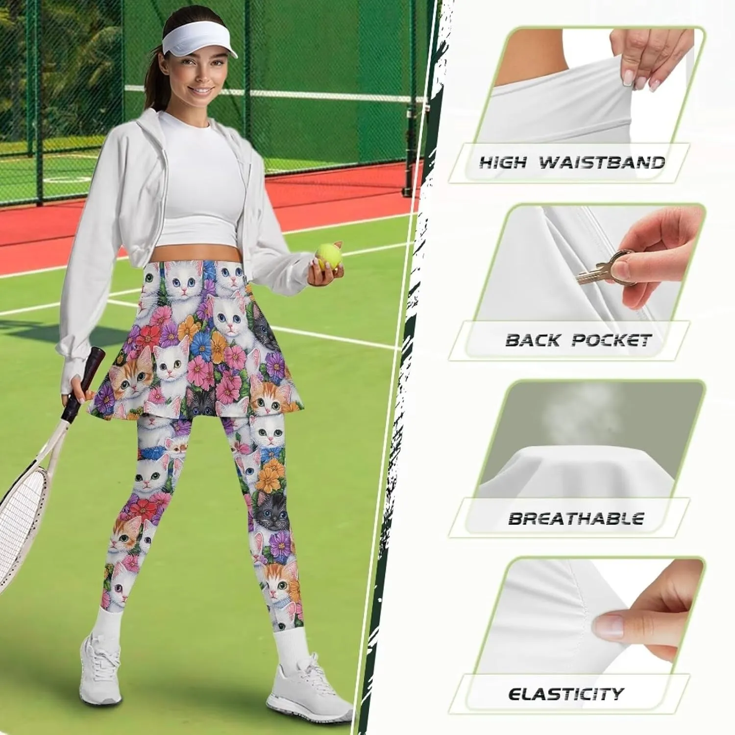 Youngerbaby Tennis Skirted Leggings Woman Athletic Skirt with Leggings High Waist Yoga Skirts Gym A-line Skirt XS-3XL