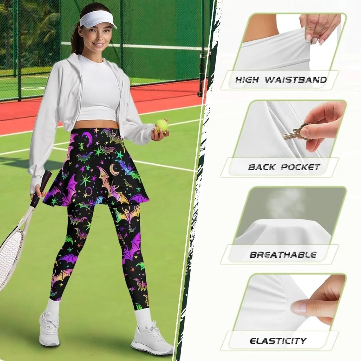 Youngerbaby Tennis Skirted Leggings Woman Athletic Skirt with Leggings High Waist Yoga Skirts Gym A-line Skirt XS-3XL