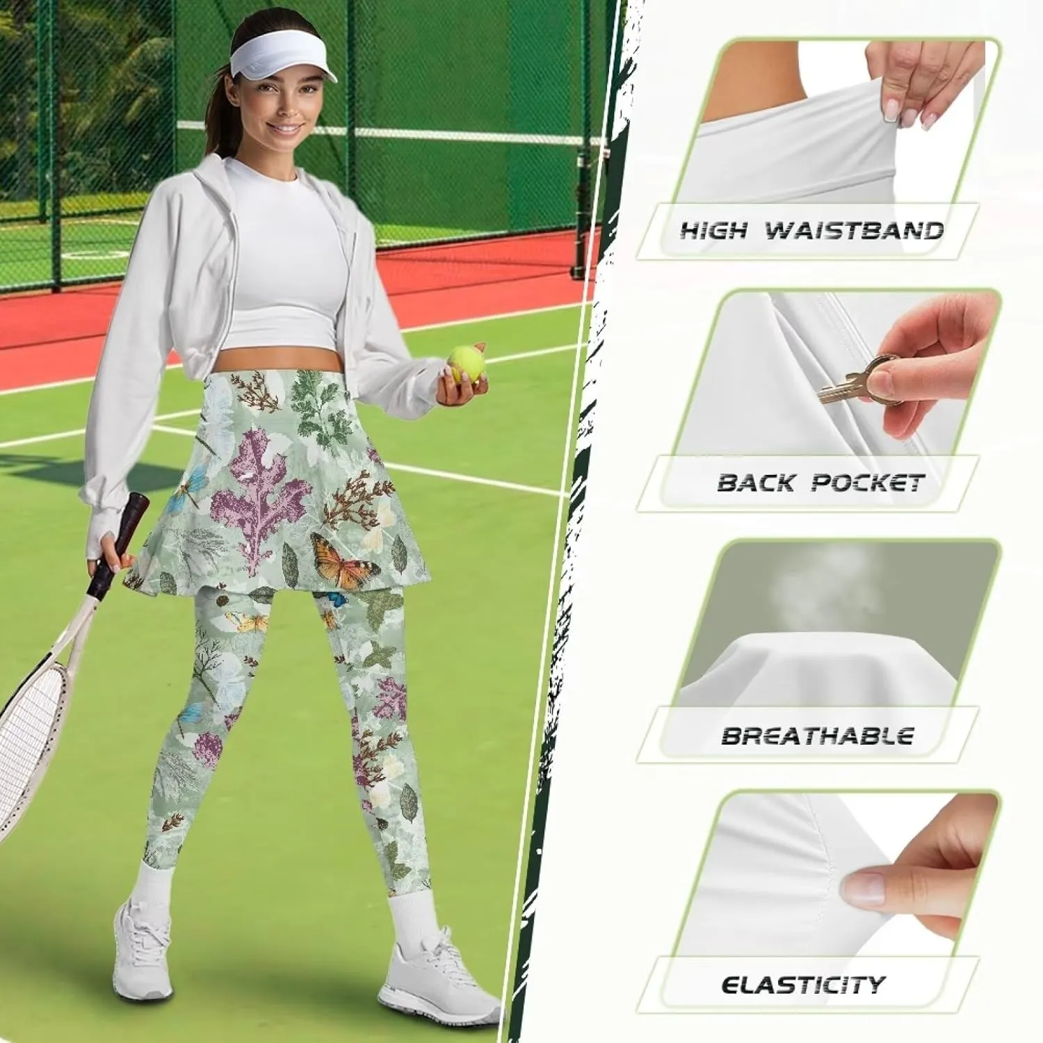 Youngerbaby Tennis Skirted Leggings Woman Athletic Skirt with Leggings High Waist Yoga Skirts Gym A-line Skirt XS-3XL