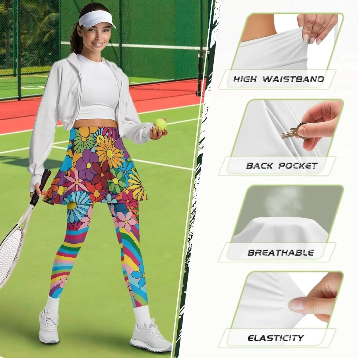 Youngerbaby Tennis Skirted Leggings Woman Athletic Skirt with Leggings High Waist Yoga Skirts Gym A-line Skirt XS-3XL
