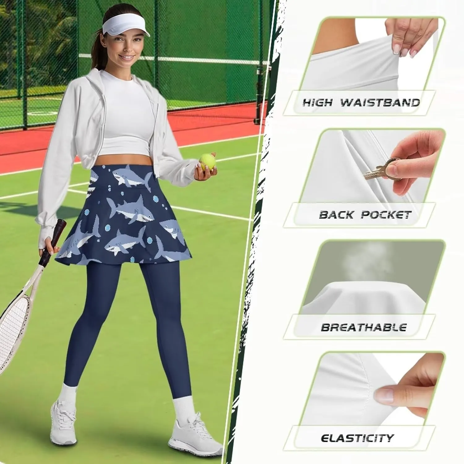 Youngerbaby Tennis Skirted Leggings Woman Athletic Skirt with Leggings High Waist Yoga Skirts Gym A-line Skirt XS-3XL