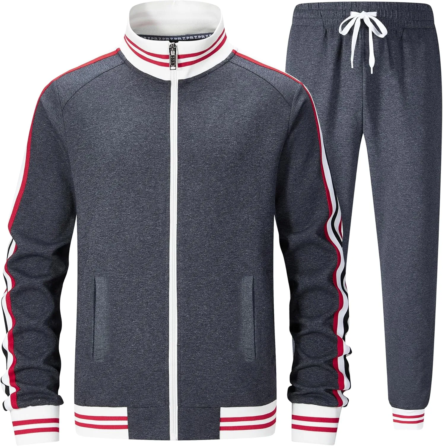 ZPB Men's Track suits Sets Long Sleeve Full-zip Sweatsuit Active Jackets and Pants 2 Piece Outfits