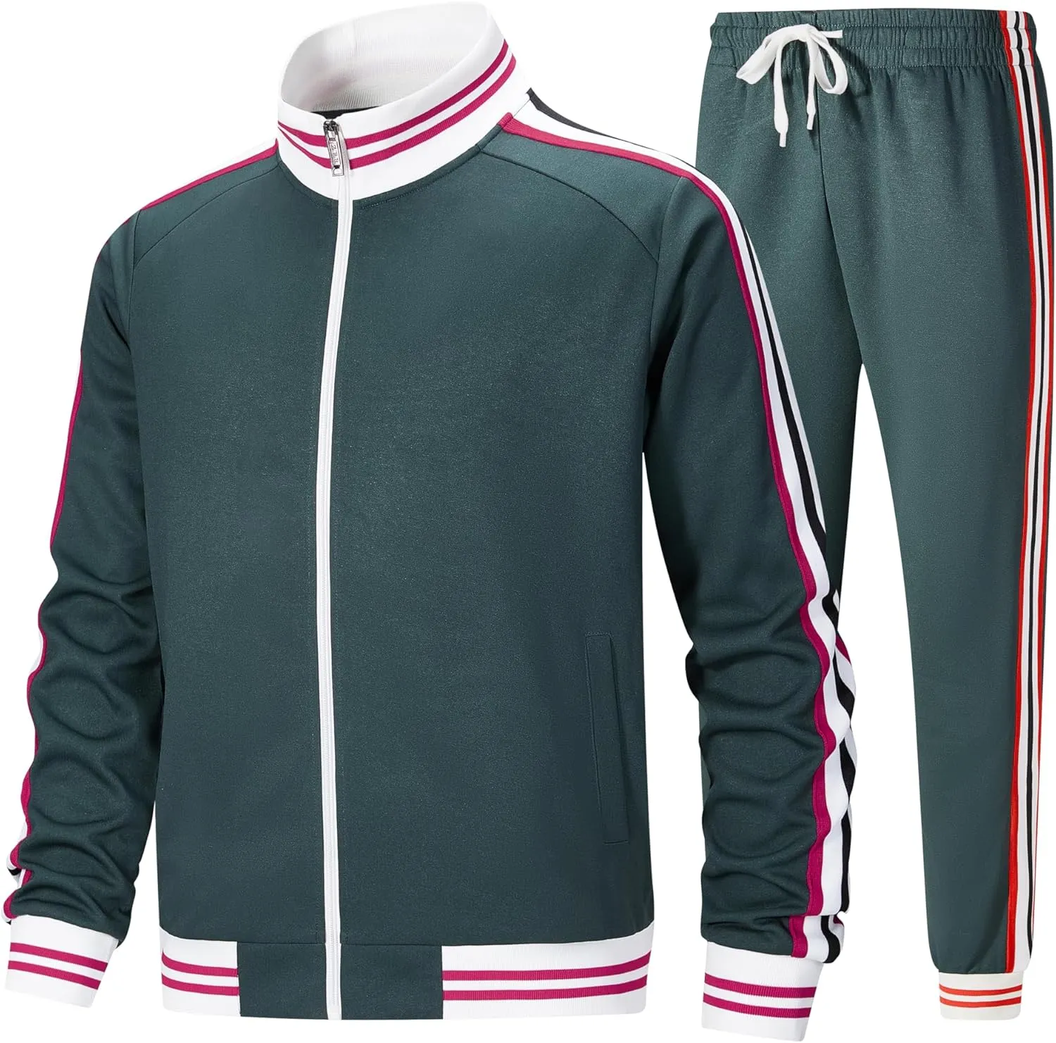 ZPB Men's Track suits Sets Long Sleeve Full-zip Sweatsuit Active Jackets and Pants 2 Piece Outfits